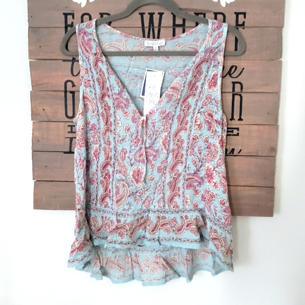 Light Blue Paisley Tank